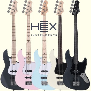헥스 베이스기타 B100 입문용 4현 일렉 재즈 베이스 기타 5가지 색상 HEX
